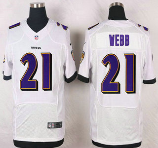 Men's Baltimore Ravens #21 Lardarius Webb White Road NFL Nike Elite Jersey