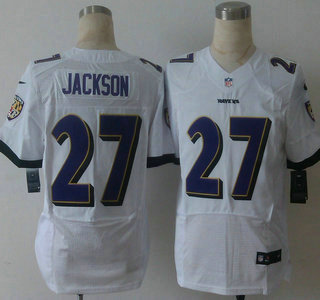 Men's Baltimore Ravens #27 Asa Jackson Nike White Elite Jersey