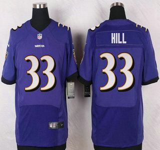 Men's Baltimore Ravens #33 Will Hill Purple Team Color NFL Nike Elite Jersey