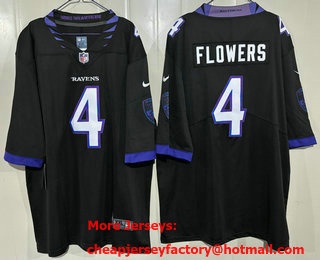 Men's Baltimore Ravens #4 Zay Flowers Limited Black Vapor Jersey