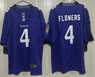 Men's Baltimore Ravens #4 Zay Flowers Limited Purple Vapor Jersey