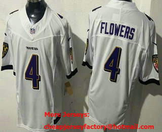 Men's Baltimore Ravens #4 Zay Flowers Limited White FUSE Vapor Jerse