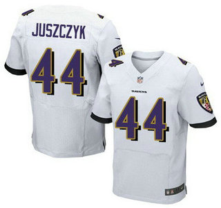 Men's Baltimore Ravens #44 Kyle Juszczyk White Road NFL Nike Elite Jersey