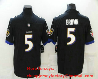 Men's Baltimore Ravens #5 Marquise Brown Black 2021 Vapor Untouchable Stitched NFL Nike Limited Jersey