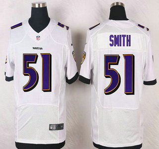 Men's Baltimore Ravens #51 Daryl Smith White Road NFL Nike Elite Jersey