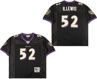 Men's Baltimore Ravens #52 Ray Lewis Black 2004 Throwback Jersey