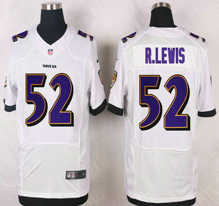 Men's Baltimore Ravens #52 Ray Lewis White Retired Player NFL Nike Elite Jersey