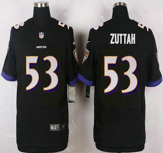 Men's Baltimore Ravens #53 Jeremy Zuttah Black Alternate NFL Nike Elite Jersey