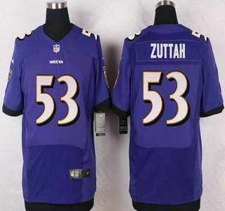Men's Baltimore Ravens #53 Jeremy Zuttah Purple Team Color NFL Nike Elite Jersey