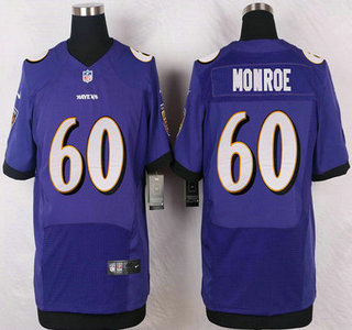 Men's Baltimore Ravens #60 Eugene Monroe Purple Team Color NFL Nike Elite Jersey