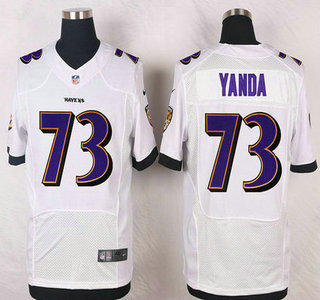 Men's Baltimore Ravens #73 Marshal Yanda White Road NFL Nike Elite Jersey