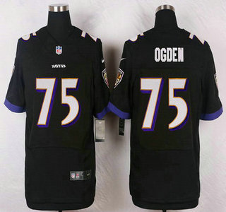 Men's Baltimore Ravens #75 Jonathan Ogden Black Retired Player NFL Nike Elite Jersey