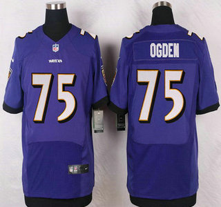 Men's Baltimore Ravens #75 Jonathan Ogden Purple Retired Player NFL Nike Elite Jersey
