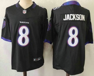 Men's Baltimore Ravens #8 Lamar Jackson Limited Black FUSE Vapor Jersey