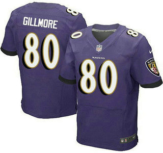 Men's Baltimore Ravens #80 Crockett Gillmore Purple Team Color NFL Nike Elite Jersey