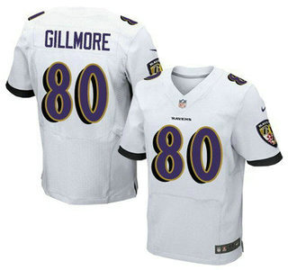 Men's Baltimore Ravens #80 Crockett Gillmore White Road NFL Nike Elite Jersey
