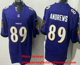 Men's Baltimore Ravens #89 Mark Andrews Limited Purple FUSE Vapor Jersey