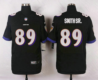 Men's Baltimore Ravens #89 Steve Smith Sr Black Alternate NFL Nike Elite Jersey