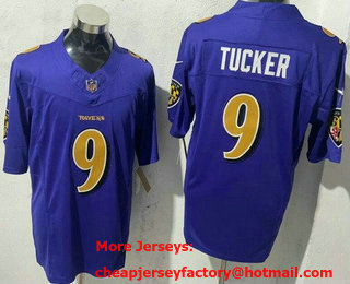 Men's Baltimore Ravens #9 Justin Tucker Limited Purple Alternate FUSE Vapor Jersey