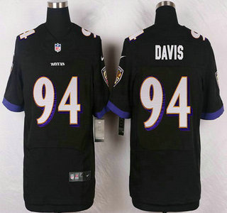 Men's Baltimore Ravens #94 Carl Davis Black Alternate NFL Nike Elite Jersey