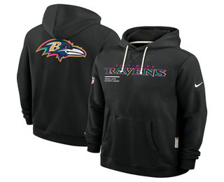 Men's Baltimore Ravens Black 2025 Crucial Catch Club Pullover Hoodie
