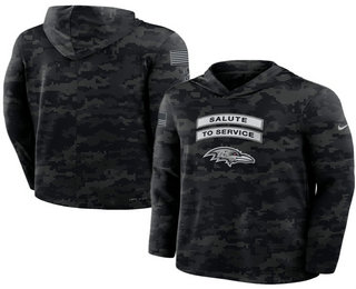 Men's Baltimore Ravens Black 2026 Salute to Service Sideline Lightweight Hoodie Long Sleeve Top