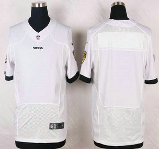 Men's Baltimore Ravens Blank White Road NFL Nike Elite Jersey