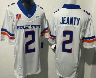 Men's Boise State Broncos #2 Ashton Jeanty White FUSE College Football Jersey