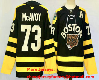 Men's Boston Bruins #73 Charlie McAvoy Black 2024 Winter Classic Authentic Jersey
