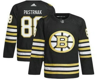 Men's Boston Bruins #88 David Pastrnak Black 100th Anniversary Authentic Jersey