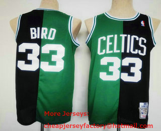 Men's Boston Celtics #33 Larry Bird 1985-86 Green Black Two Tone Hardwood Classics Soul Swingman Throwback Jersey