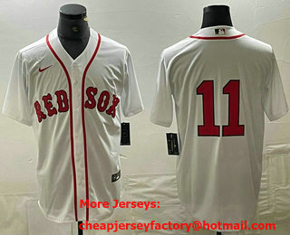 Men's Boston Red Sox #11 Rafael Devers White Stitched MLB Cool Base Nike Jersey