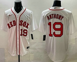 Men's Boston Red Sox #19 Roman Anthony Number White Cool Base Jersey