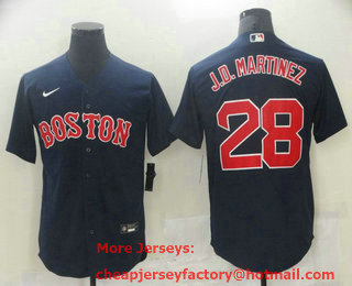 Men's Boston Red Sox #28 JD Martinez Navy Blue New Cool Base Stitched Nike Jersey
