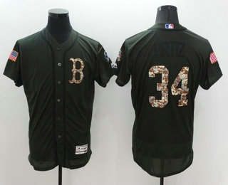 Men's Boston Red Sox #34 David Ortiz Green Salute to Service 2016 Flexbase Baseball Jersey