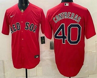 Men's Boston Red Sox #40 Willson Contreras Red Cool Base Stitched Jersey