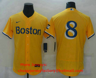 Men's Boston Red Sox #8 Carl Yastrzemski Gold No Name 2021 City Connect Stitched MLB Flex Base Nike Jersey