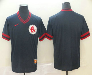 Men's Boston Red Sox Blank Navy Blue Nike Cooperstown Collection Legend V Neck Jersey