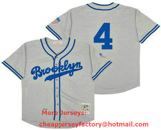 Men's Brooklyn Dodgers #4 Babe Herman Grey 1945 Throwback Jersey