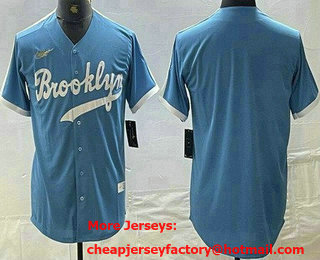 Men's Brooklyn Dodgers Blank Light Blue Cooperstown Collection Cool Base Jersey