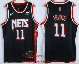 Men's Brooklyn Nets #11 Kyrie Irving Black Diamond 2022 City Edition Swingman Stitched Jersey With Sponsor Logo