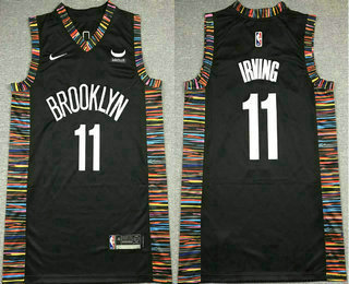 Men's Brooklyn Nets #11 Kyrie Irving Black Nike 2021 Swingman City Edition Jersey With Sponsor
