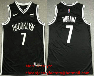 Men's Brooklyn Nets #7 Kevin Durant Black 75th Anniversary Diamond 2021 Stitched Jersey With Sponsor