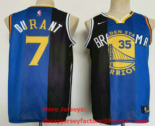 Men's Brooklyn Nets #7 Kevin Durant Black Blue Tone Stitched Swingman Nike Jersey