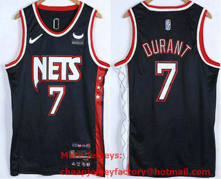Men's Brooklyn Nets #7 Kevin Durant Black Diamond 2022 City Edition Swingman Stitched Jersey With Sponsor Logo