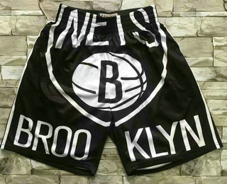 Men's Brooklyn Nets Black Big Face Mitchell Ness Hardwood Classics Soul Swingman Throwback Shorts