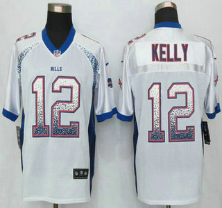 Men's Buffalo Bills #12 Jim Kelly Nike Drift Fashion White Elite Jersey
