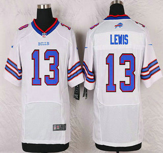 Men's Buffalo Bills #13 Dez Lewis White Road NFL Nike Elite Jersey