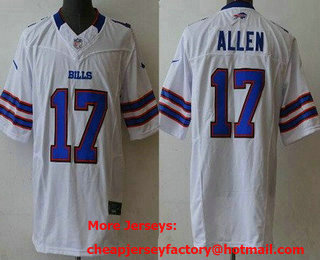Men's Buffalo Bills #17 Josh Allen Limited White FUSE Vapor Jersey