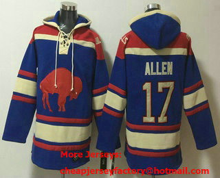 Men's Buffalo Bills #17 Josh Allen Royal Ageless Must Have Lace Up Pullover Hoodie